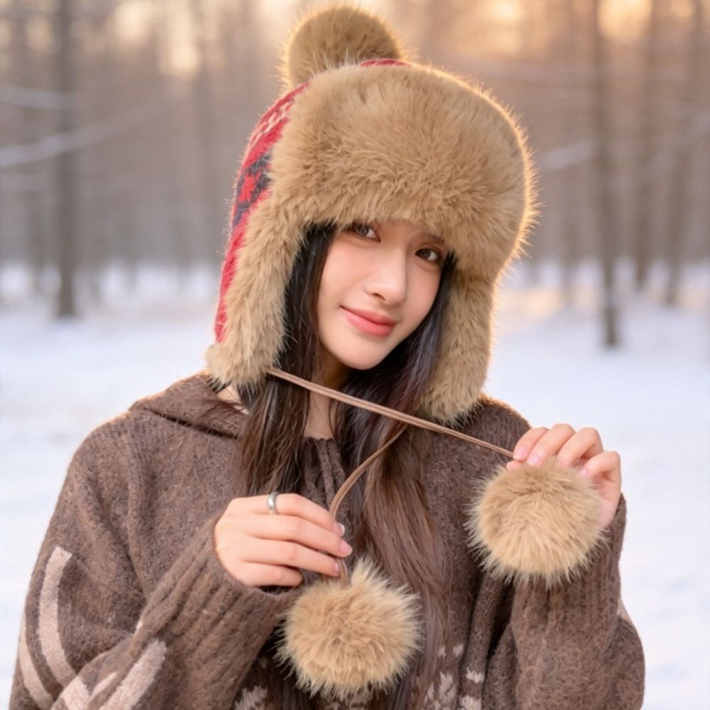 Stylish Polyester Knitted Trap - Trapper Hat Ear Flap ulasan dan harga