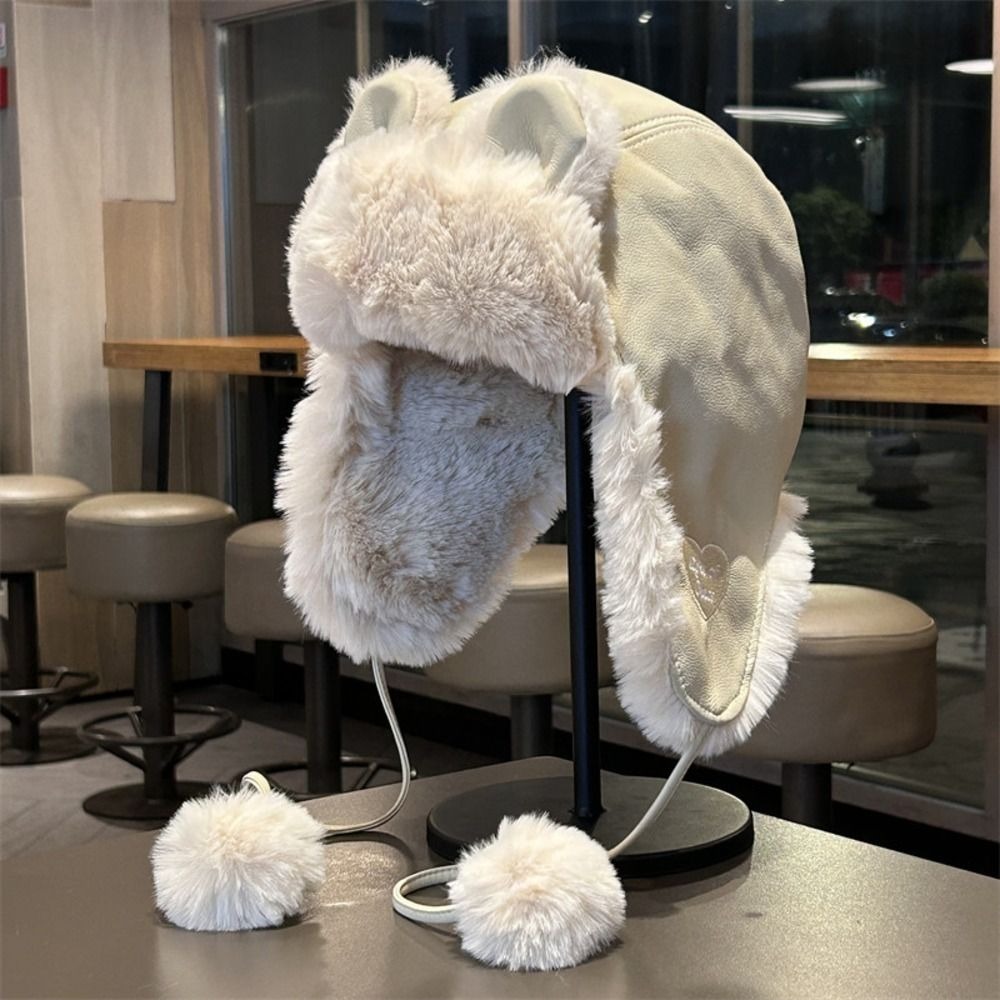 Cozy Faux Leather Bear Ear Tra - Trapper Hat Ear Flap ulasan dan harga