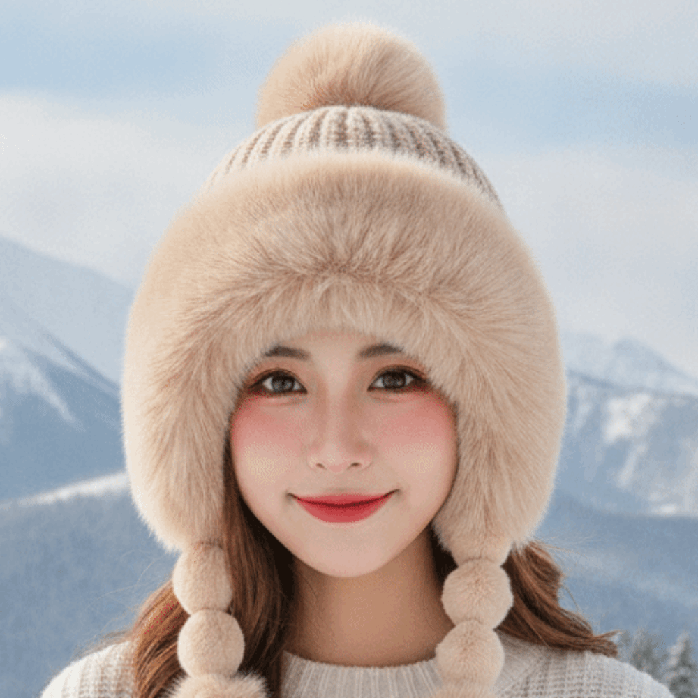 Fleece Lined Pompom Braids Hat - Winter Trapper Hat ulasan dan harga