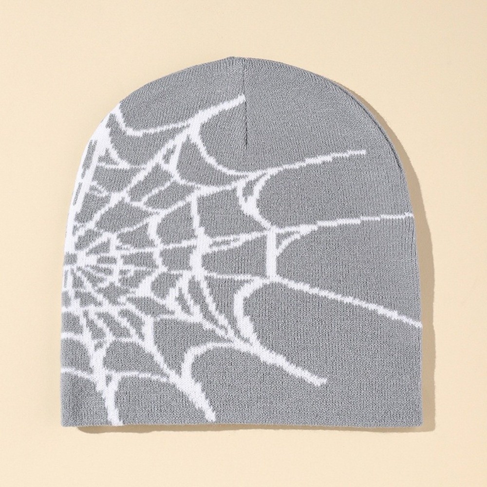 Hip-hop Soft Spider Web Patter - Beanie Cuffed Knit ulasan dan harga
