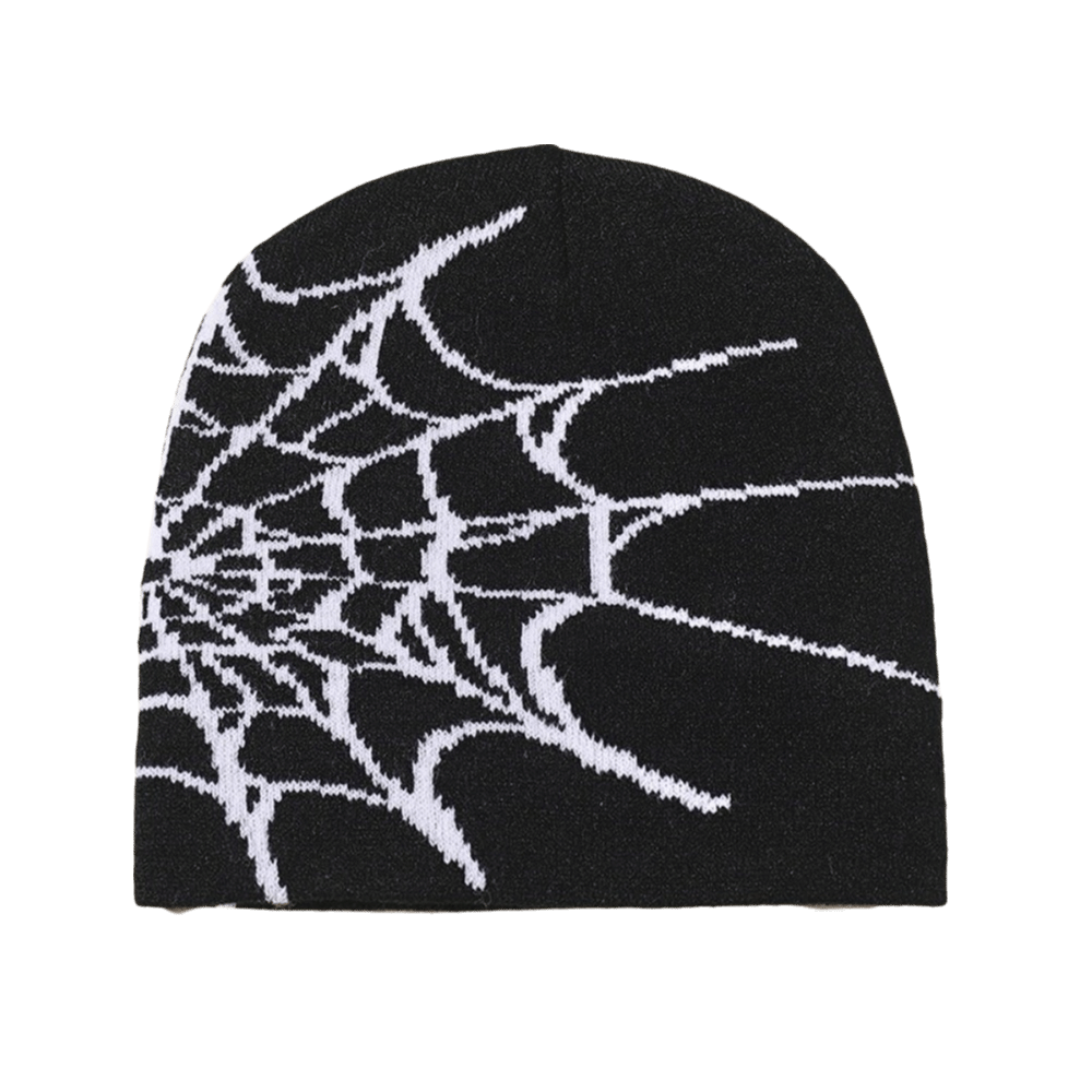 Gothic Soft Spider Web Pattern - Beanie Cuffed Knit ulasan dan harga